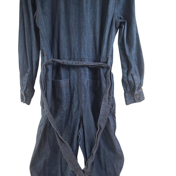 Banana Republic Button Up Tailored Jumpsuit Blue Women's Size M Classic - Picture 8 of 10